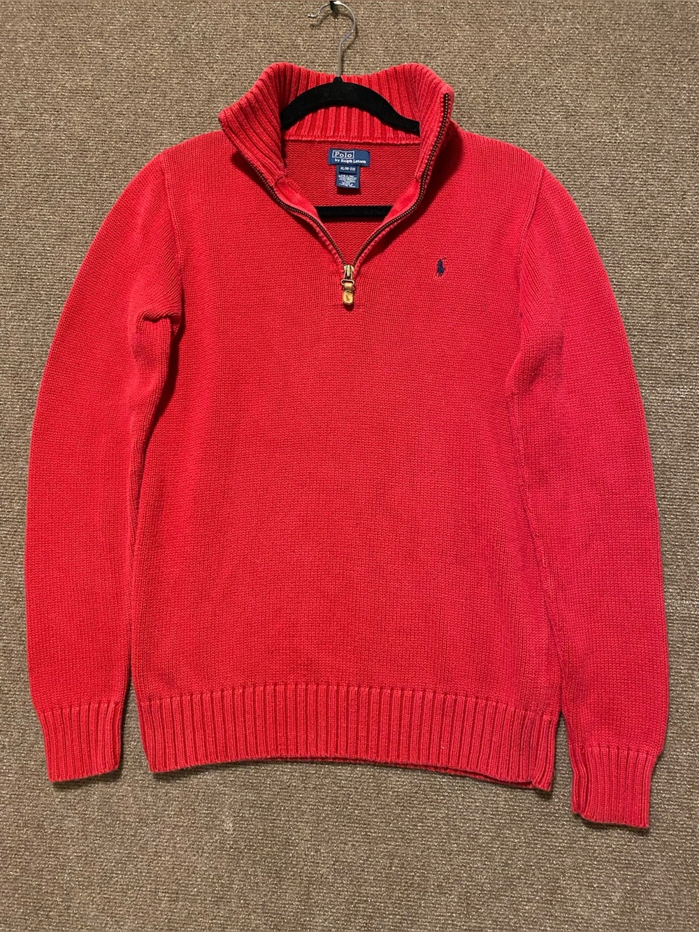 Polo by Ralph Lauren Red Cotton 1/4 Zip Sweater Boys XL 18-20 - Picture 1 of 10